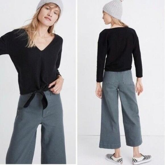 Madewell Tops - Texture & Thread Madewell Black Knit Tie Front Crop Top XS K4775 Y2K